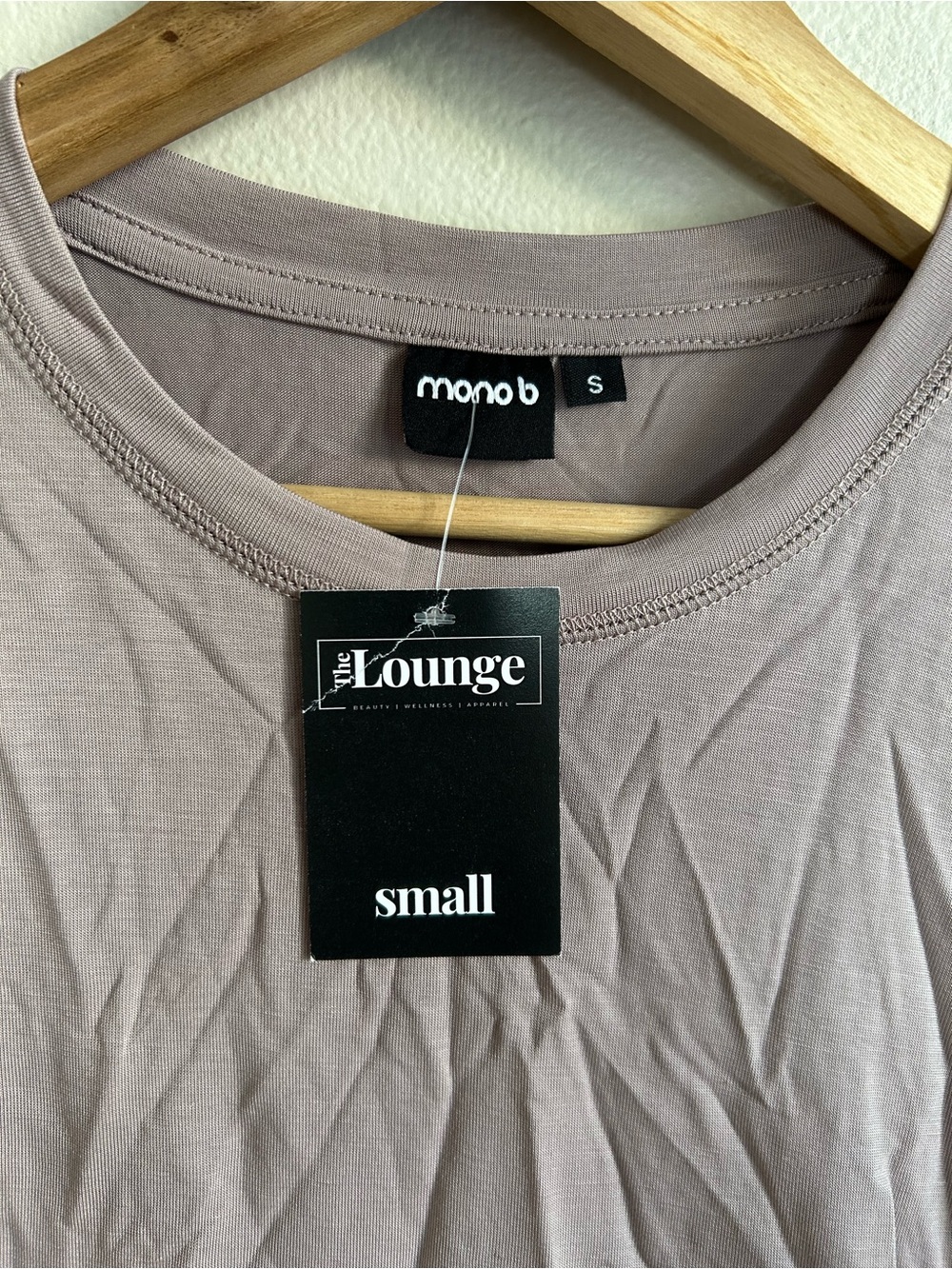 Mono B Dusty Mauve Cap Sleeve Muscle Tee Side Cinch Twist Hem Size S Small - Picture 2 of 8